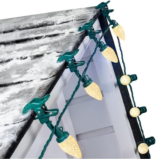 C9 Christmas Lights - 100 LED Waterproof String Lights for Outdoor Decor | 65FT Warm White with 100 Clips