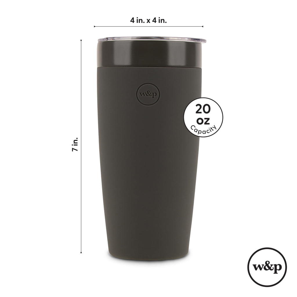 W&P Porter Insulated Tumbler 20 oz | No Metallic Aftertaste Ceramic Coated for Water, Coffee, & Tea | Wide Mouth Vacuum Insulated | Dishwasher Safe, Cream Terrazzo