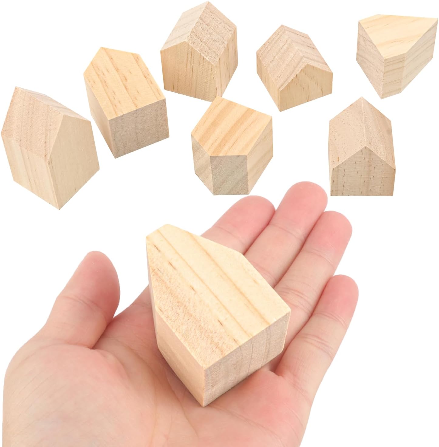Skiennix 56 PCS Multi-Size Unfinished Wood House Blocks - Perfect for DIY Crafts & Home Decor