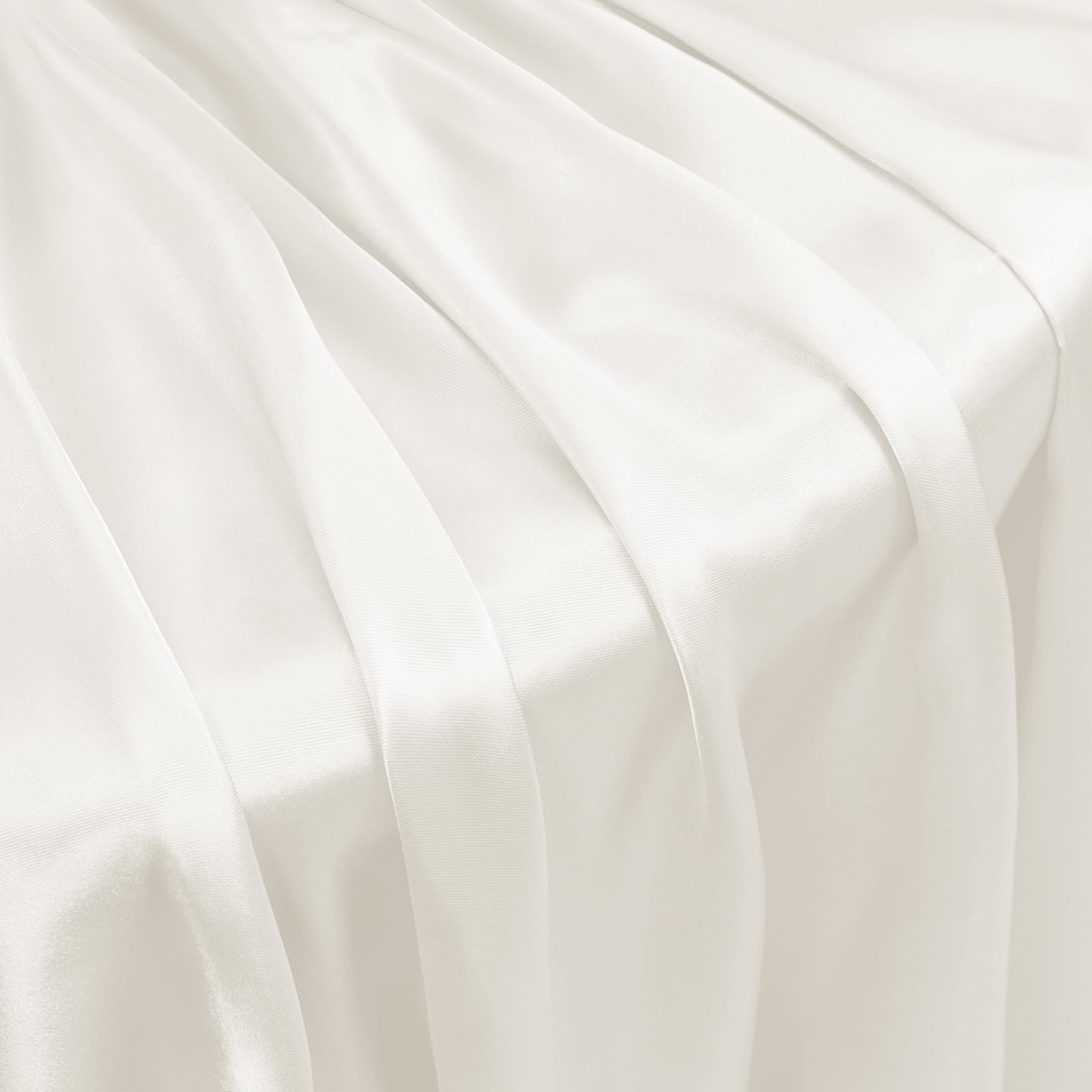 NSGZ Ruffled Satin Pillowcase Set of 2, Standard Size Silky Pillow Shams for Hair and Skin Care, Ivory White Satin Pillow Covers with Envelope Closure, Anti Wrinkle Pillow Cases for Classic Room Decor