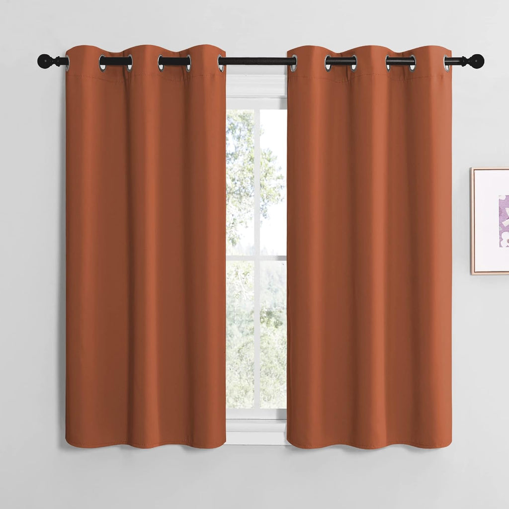 NICETOWN Blackout Curtains - Burnt Orange Thermal Insulated Drapes for Bedroom Windows | 48" Long, 42" Wide (1 Pair)