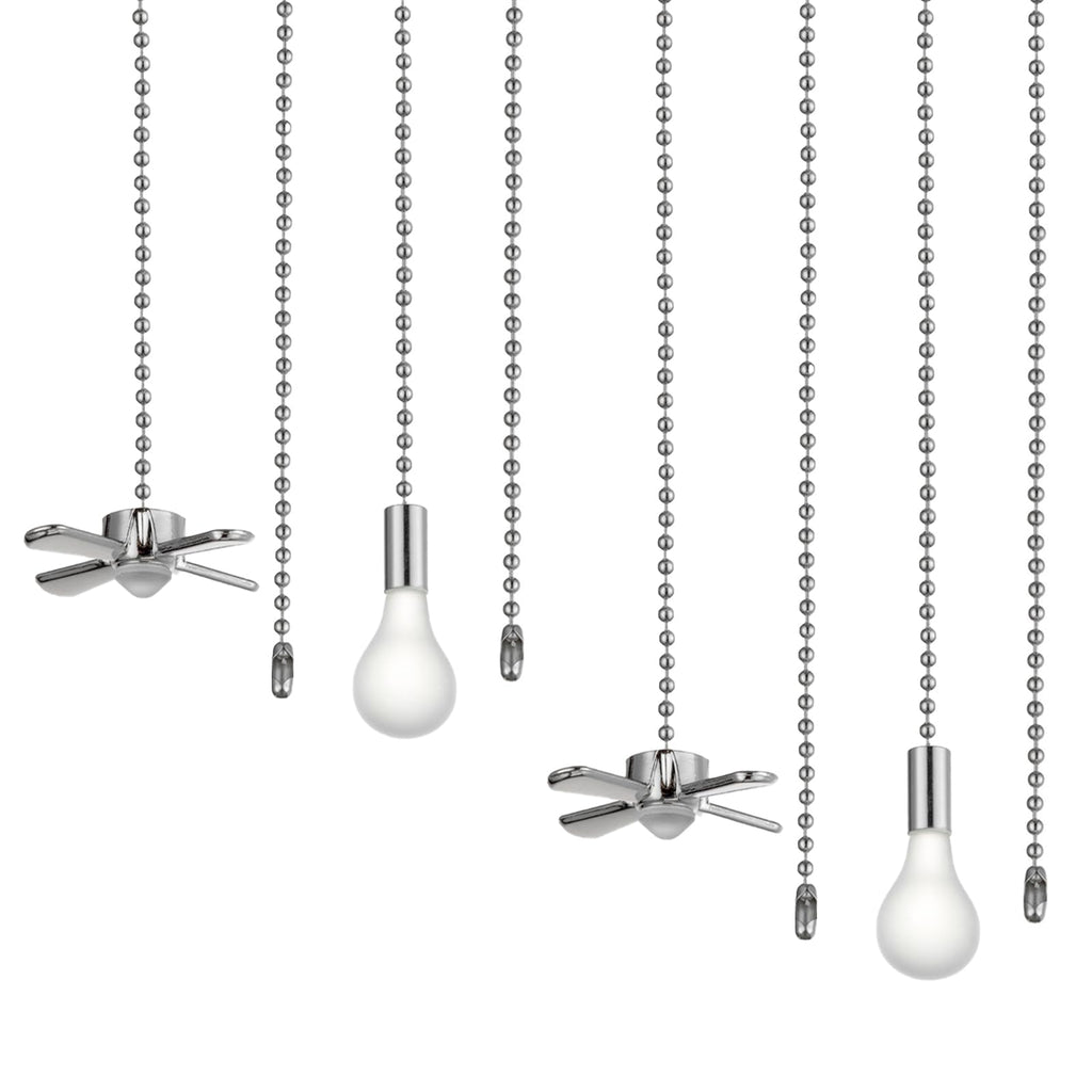 Humpptom Ceiling Fan Pull Chain, 4 Pieces of 12 Inch Bulb and Fan Pattern Pull Chain Extender Fit All Standard Ceiling Fans And Light Fixtures, Ceiling Fan Pull Chains With Decorative