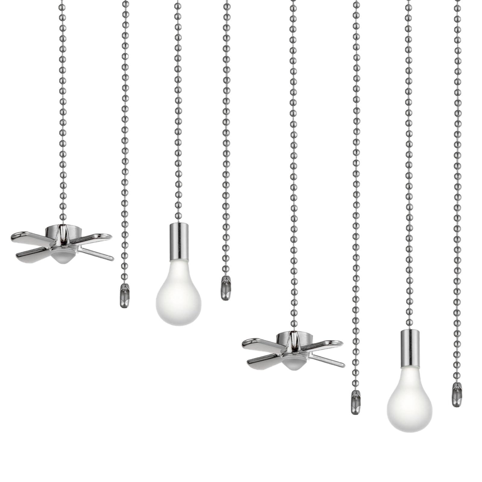 Humpptom Ceiling Fan Pull Chain, 4 Pieces of 12 Inch Bulb and Fan Pattern Pull Chain Extender Fit All Standard Ceiling Fans And Light Fixtures, Ceiling Fan Pull Chains With Decorative