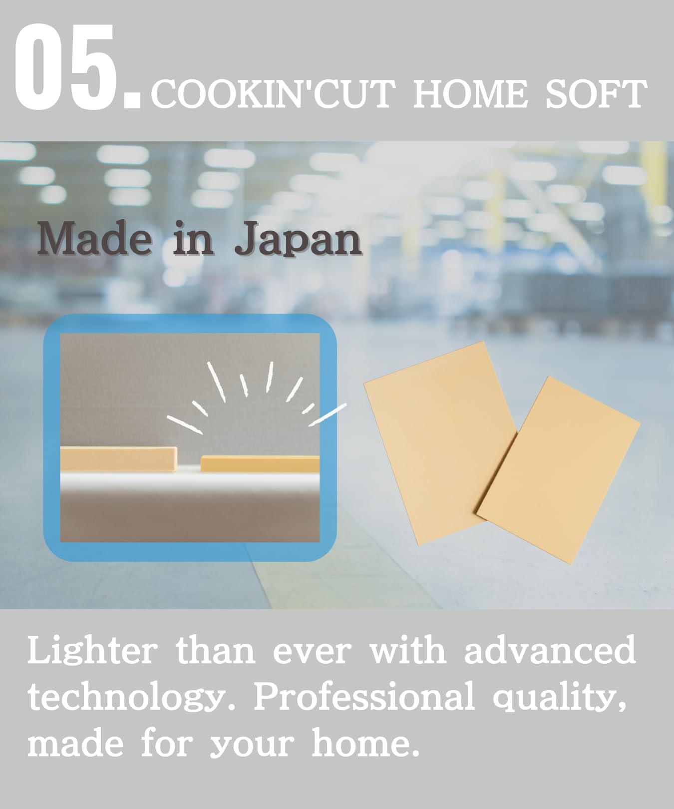Nihon Sandain Synthetic Rubber Cutting Board – “Cookin' Cut” Soft Household Use, Size M 12.99×9.84×0.31in, 1.63lb,Beige – Scratch Resistant, Dishwasher Safe, Lightweight and Portable Made in Japan