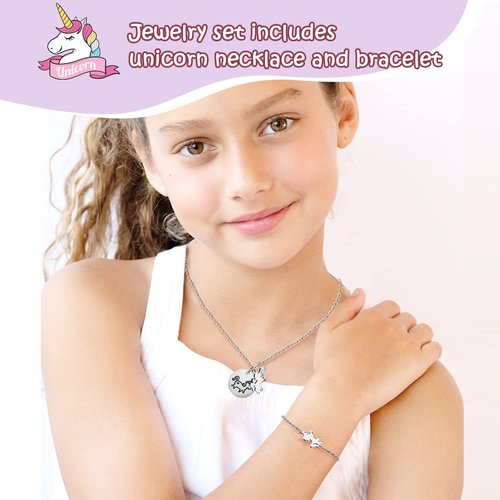 efubaby Musical Jewelry Box for Girls 3 Layer Music Box with Drawers Spinning Ballerina Unicorn Design Included Unicorn Jewelry Set Kids Birthday Christmas Gifts for Girls, Purple