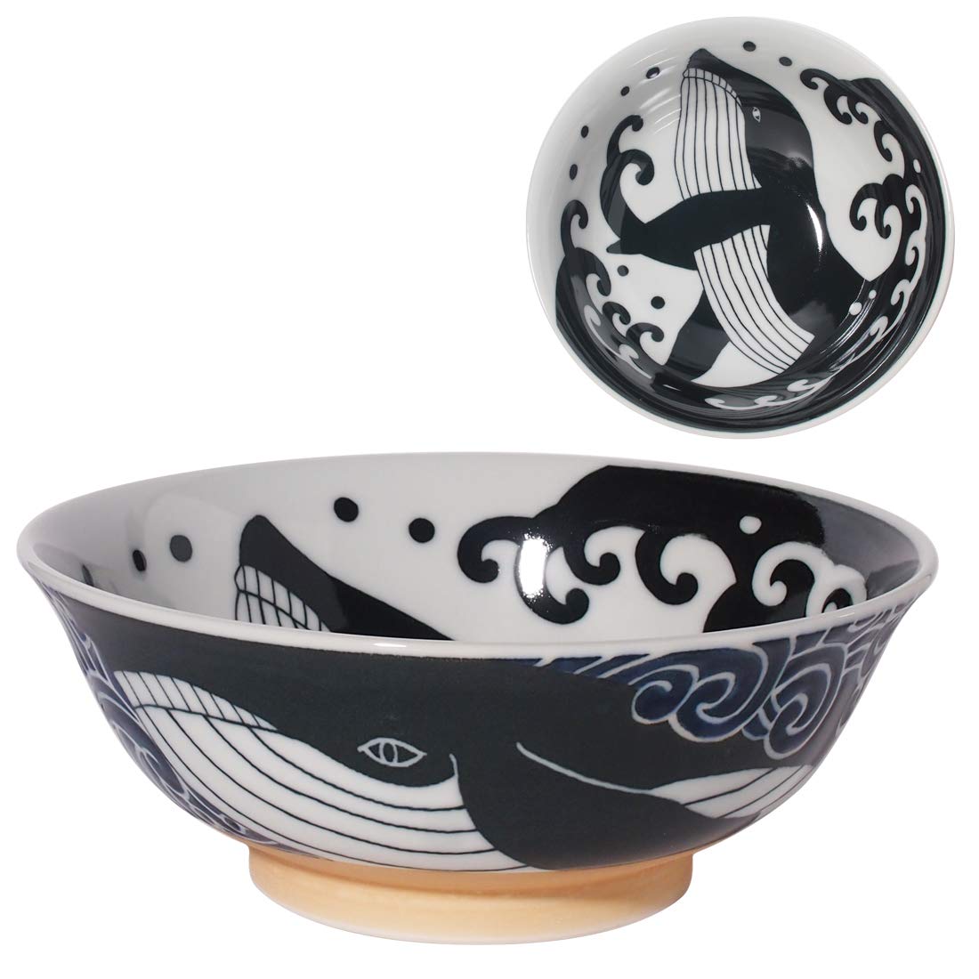 Minorutouki mino ware White Wave Whale Noodle Bowl φ8.15×H2.95in 21.11oz Made in Japan