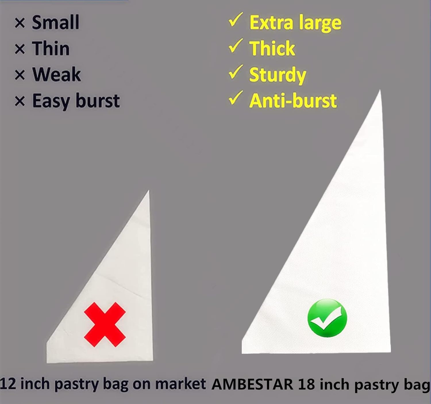 Skiennix 18-Inch Tipless Piping Bags - Extra Thick Anti-Burst for Royal Icing & Buttercream Decorating