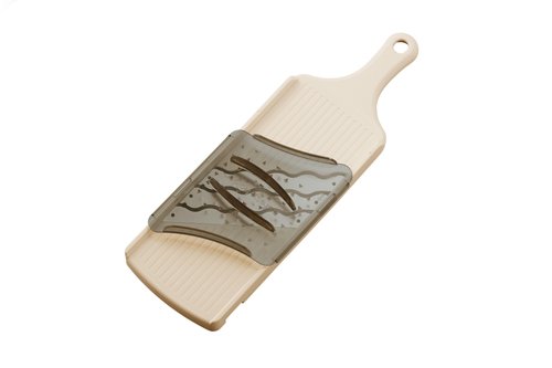 Arnest Japanese Cabbage Slicer Mandoline, 3-Blade Triple Wave Ultra-Thin Shredder for Tonkatsu-Style Slaw, Stainless Steel Wave Blades, Safety Holder, Easy-Rinse Clean, Compact Beige, Made in Japan
