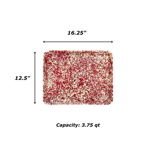 Enamelware Jelly Roll Pan, 16.25 x 12.5 inches, Blue/White Splatter