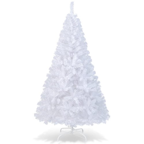 OFFICEJOY 6Ft Artificial White Christmas Tree, Pine Tree with Solid Metal Legs & Pine Needles, Ideal for Indoor & Outdoor Home, Office, Holiday Decoration