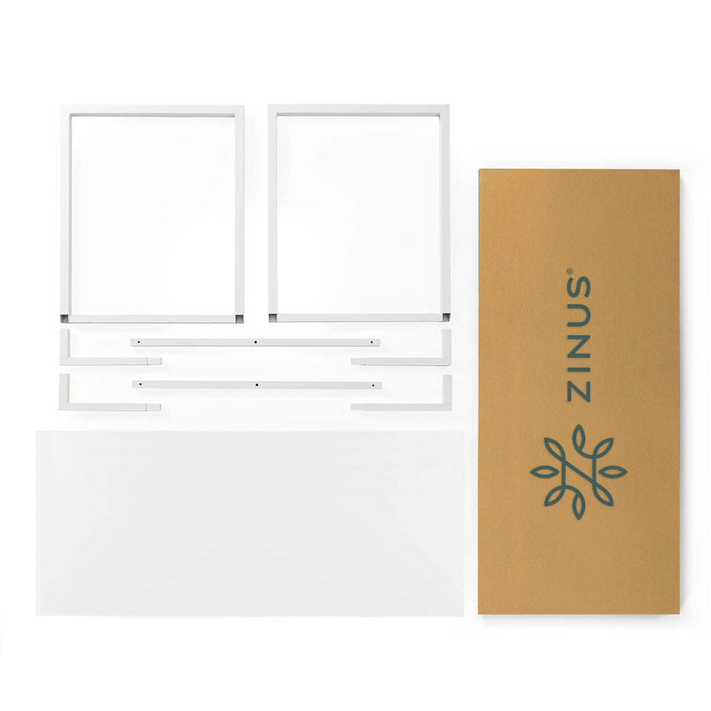 Zinus Jennifer 47 Inch White Frame Desk, Computer Workstation, Office Desk, Easy Assembly, White