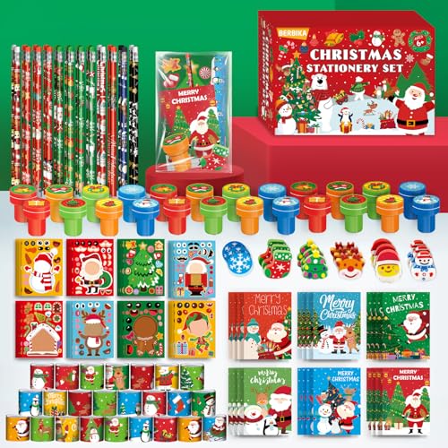 Christmas Party Favors for Kids 24-Pack Stationery Set Holiday Gift Bag Fillers