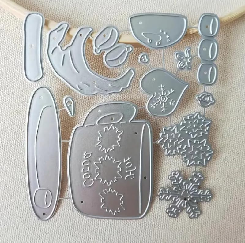 Snowman Cocoa Cup Metal Die Cut for Scrapbooking & Card Making