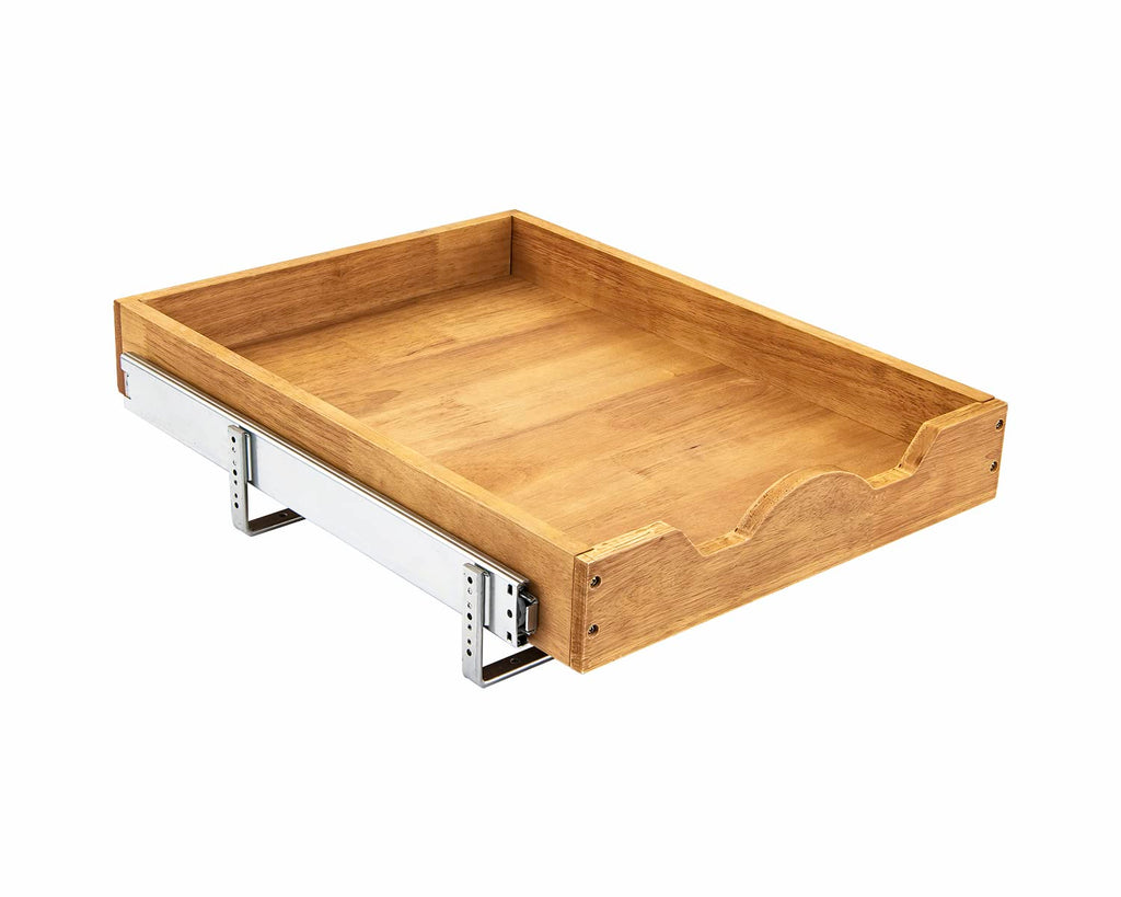 DINDON 1 Tier Pull Out Cabinet Organizer (11" W x 21" D) Single Tier Heavy Duty Sliding Wood Drawer Under Cabinet Shelf Organization Storage
