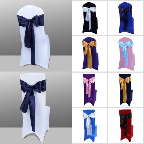 Babenest Satin Chair Sashes - 30 Pcs Upgraded Ties & Ribbons for Weddings | Navy Blue Decor
