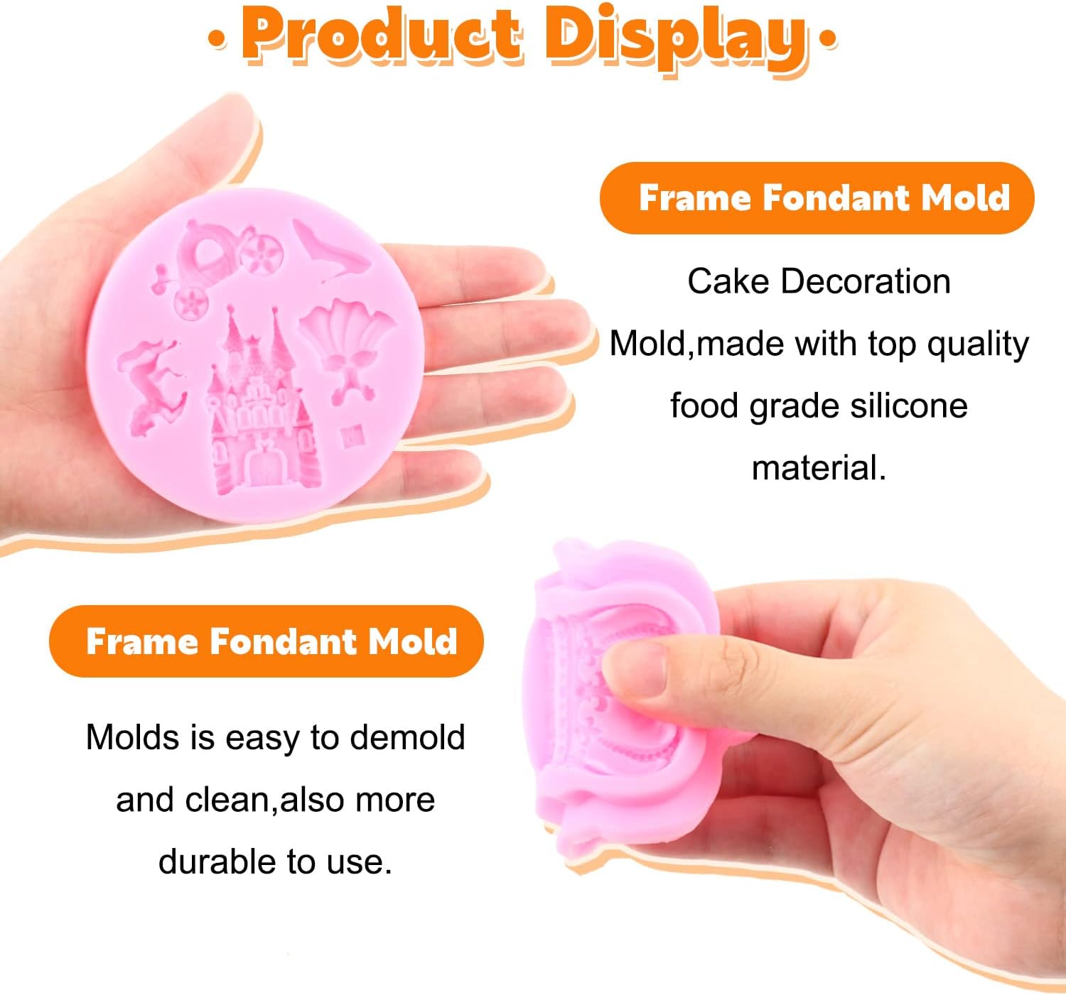Skiennix Silicone Mold Set - Cinderella Fondant Molds for Cake Decoration | 4-Piece Baroque Design