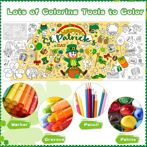 St. Patrick's Day Coloring Tablecloth for Kids - 72" x 30"