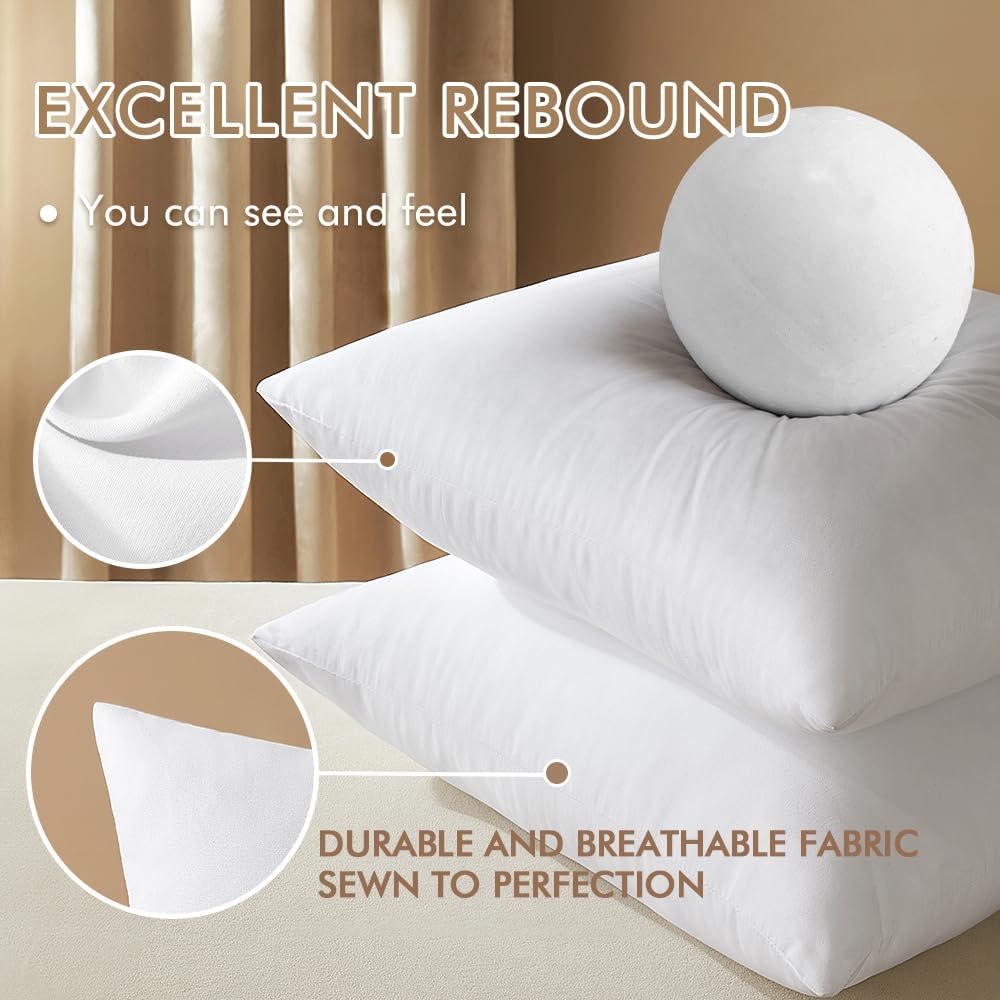 MIULEE Pillow Inserts - 18x18 Inches Pack of 2 | Soft Decorative Throw Pillows for Couch