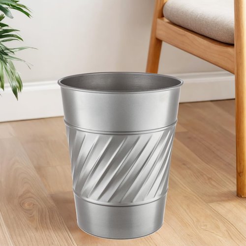 Monarch Abode Metal Bathroom Trash Can – Waste Basket for Bedroom, Office Desk, & Dorm, Handcrafted Wave Embossed, Durable Decorative Pewter Small Trash Can Bathroom Garbage Bin Wastebasket