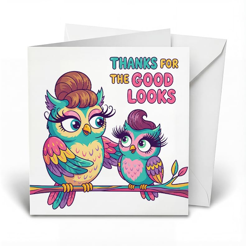 Funny Thank You Cards for Parents with Envelopes - 5.1 Inch Square