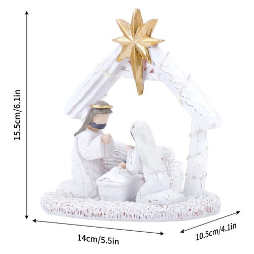 HADM Nativity Set for Christmas Indoor Nativity Scene with LED Lights - Tabletop Decoration Memory (Figurines)
