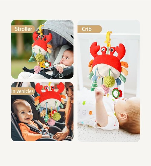 Car Seat Toys for Babies by [Brand Name] - Engaging Hanging Activity Toy with Plush Rattle & Mirror | Perfect for Stroller, Crib & Gym