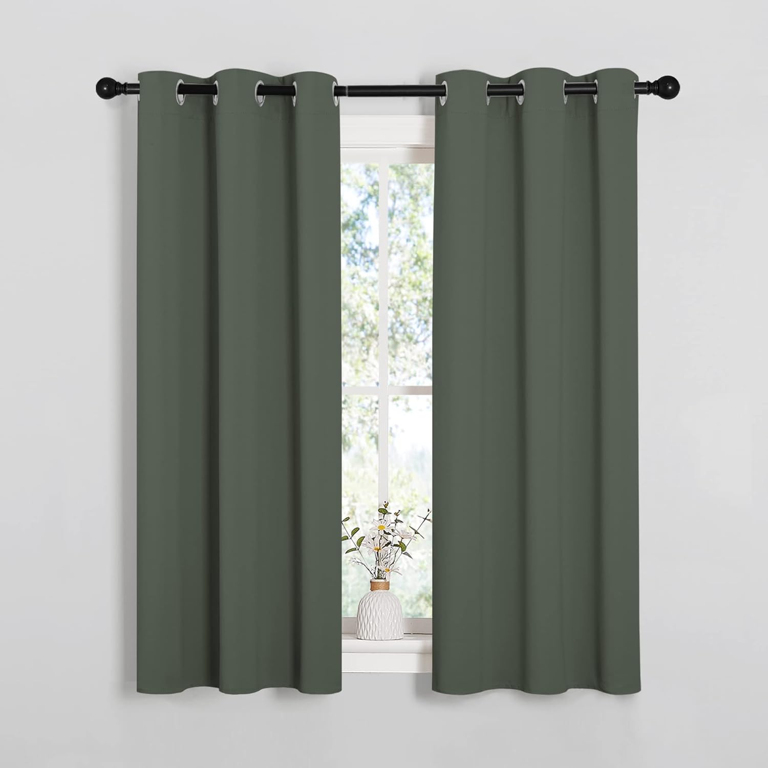 NICETOWN Blackout Curtains - Thermal Insulated Grommet Drapes for Kids Room | Dark Mallard, Set of 2 (34x54")