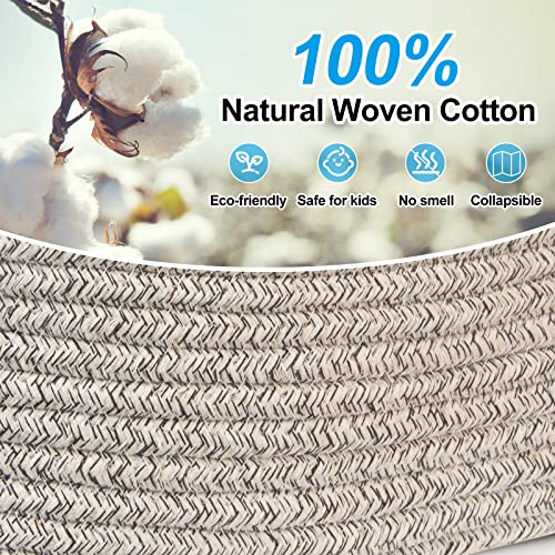 AmapleL Woven Cotton Rope Bathroom Storage Basket with Handles for Toilet Tank, Organizer Bin for Toilet Paper & Accessories