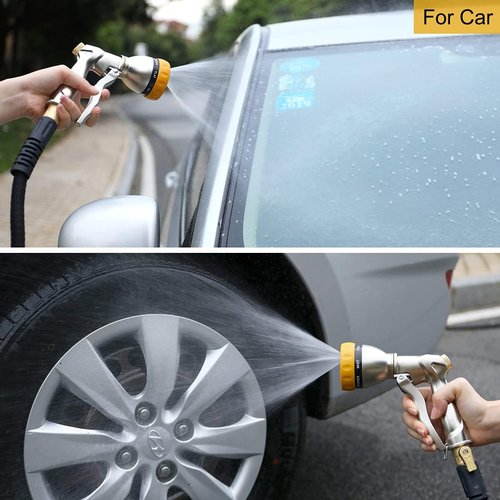 FANHAO Heavy Duty Metal Garden Hose Nozzle - 7 Spray Patterns for Efficient Watering & Washing