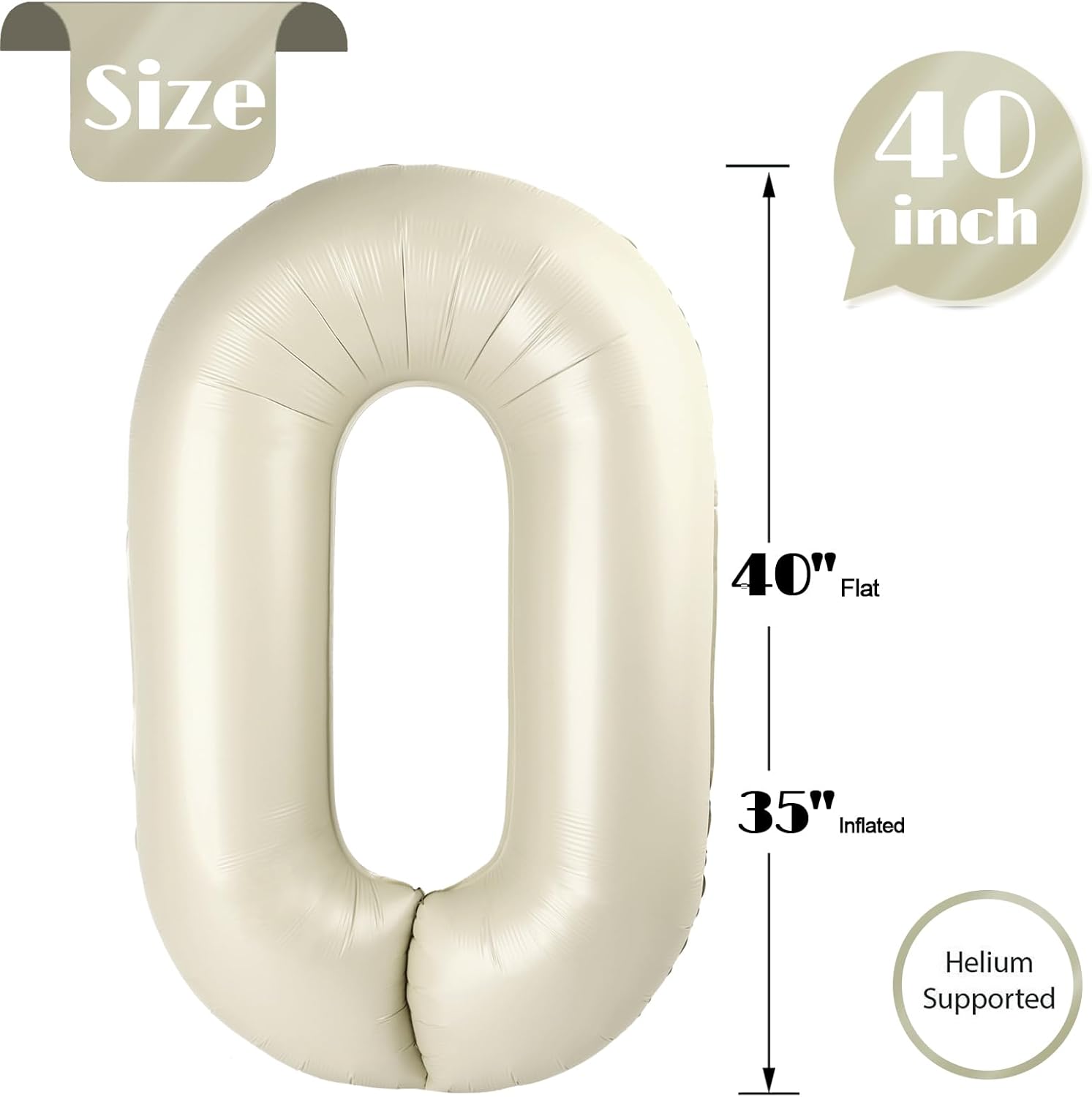 Skiennix Cream Number Balloon - 40 Inch Birthday Decoration | Perfect for Celebrations & Parties