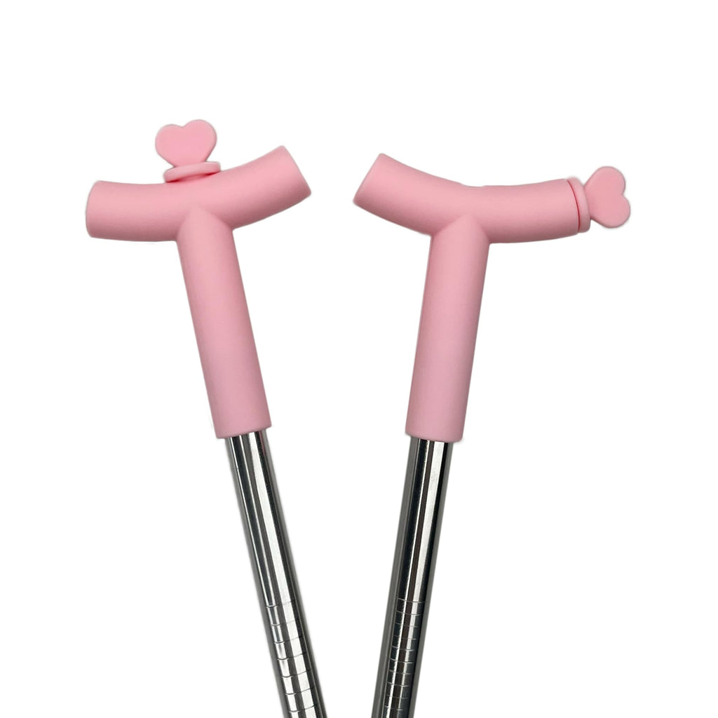 The Best MOON Anti Wrinkle Straw Pink Silicone Cover tips and heart Toppers for Stanley 40 oz & 30 oz Tumblers - Metal Straws Reusable Wrinkle Free Extra Long 2-Pack with Cleaning Brush