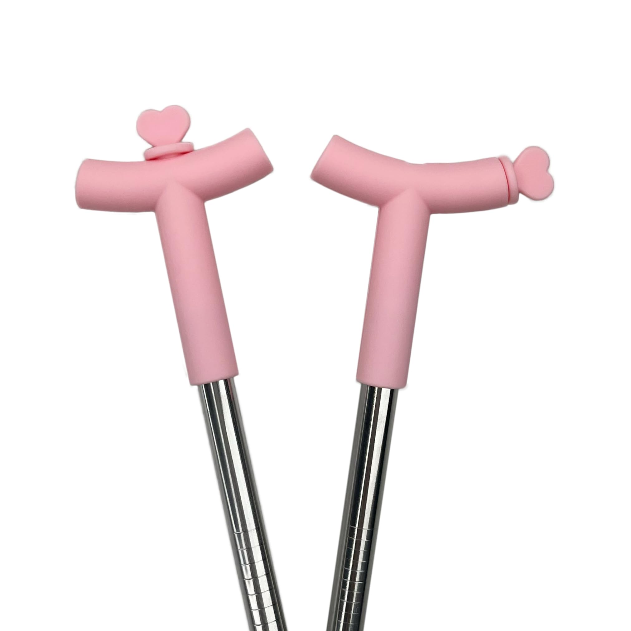 The Best MOON Anti Wrinkle Straw Pink Silicone Cover tips and heart Toppers for Stanley 40 oz & 30 oz Tumblers - Metal Straws Reusable Wrinkle Free Extra Long 2-Pack with Cleaning Brush