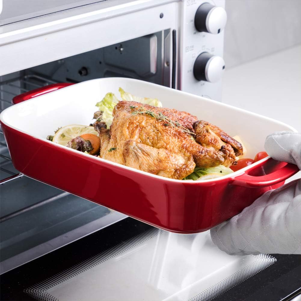 Sweejar Ceramic Bakeware Set - Rectangular Baking Dish for Casseroles & Daily Cooking | White Porcelain