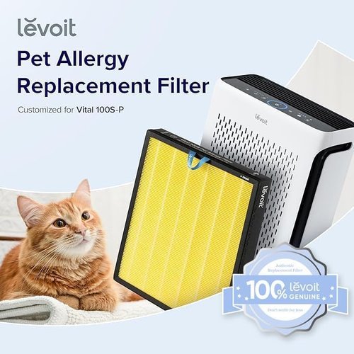 LEVOIT Vital 100S-P Air Purifier Replacement Filter - HEPA & Activated Carbon for Pet Allergies | 1 Pack, Yellow