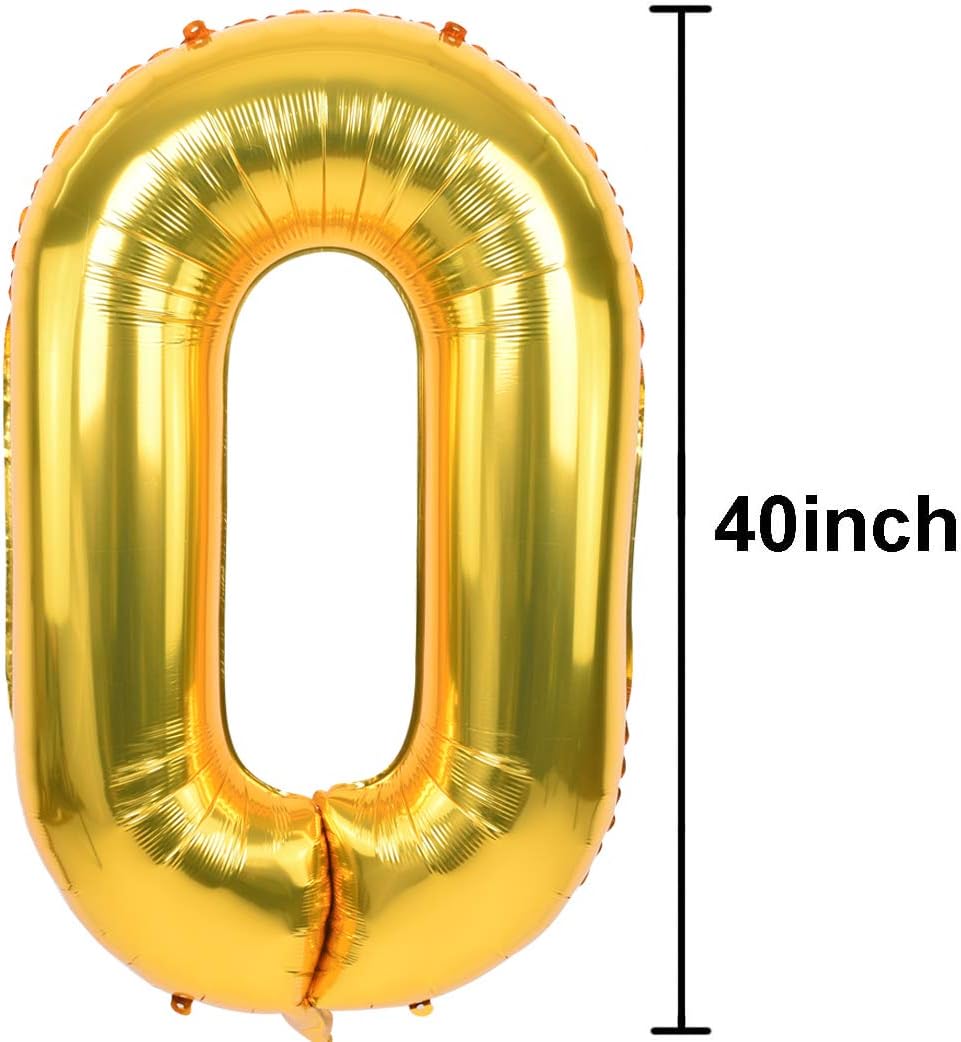 TONIFUL 40 Inch Gold Number Balloons | Large Foil Mylar 0-9 for Graduation, Weddings & Parties