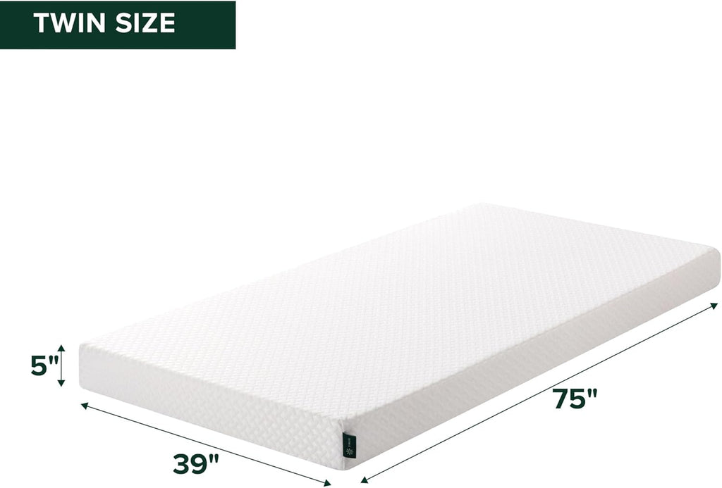 Zinus 5 Inch Twin Memory Foam Mattress - Cooling Comfort with Breathable Layers, Fiberglass Free