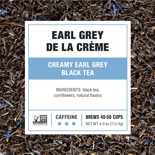 Tiesta Tea Earl Grey de la Crème, Loose Leaf Black Tea, 50 Cup Tin