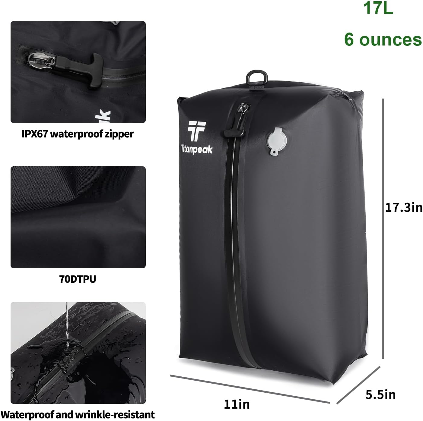 Skiennix Vacuum Bags for Travel Luggage - Reusable Waterproof Compression Bags (2PCS + 1 Pump, 17L)