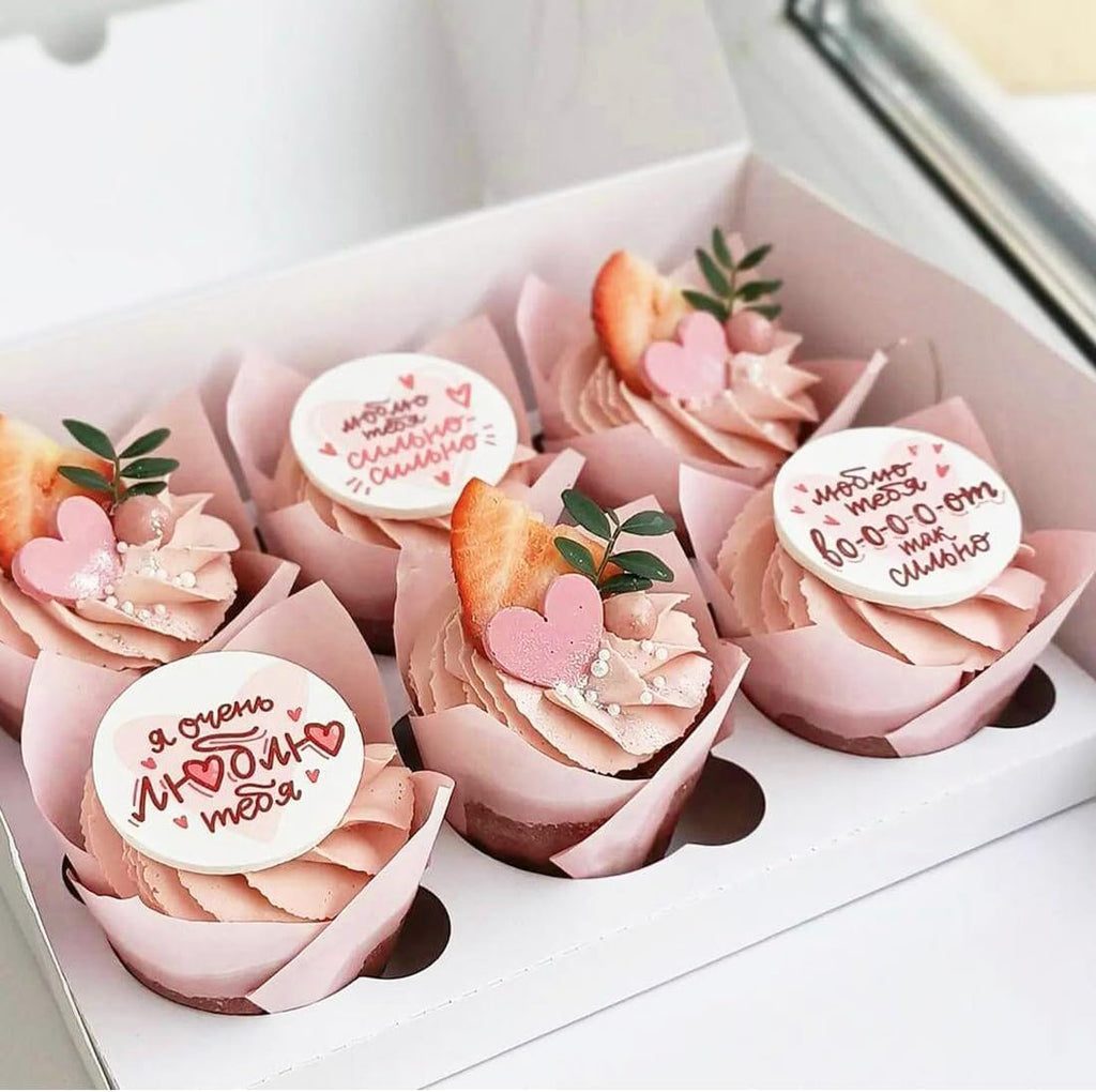 Skiennix Tulip Cupcake Liners - 150 Greaseproof Baking Cups for Parties & Events | Pink