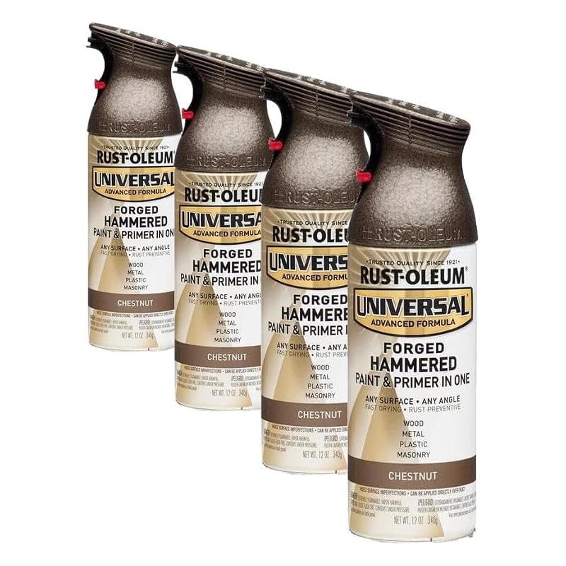 Rust-Oleum Universal All Surface Hammered Spray Paint 12 oz Chestnut Pack of 4