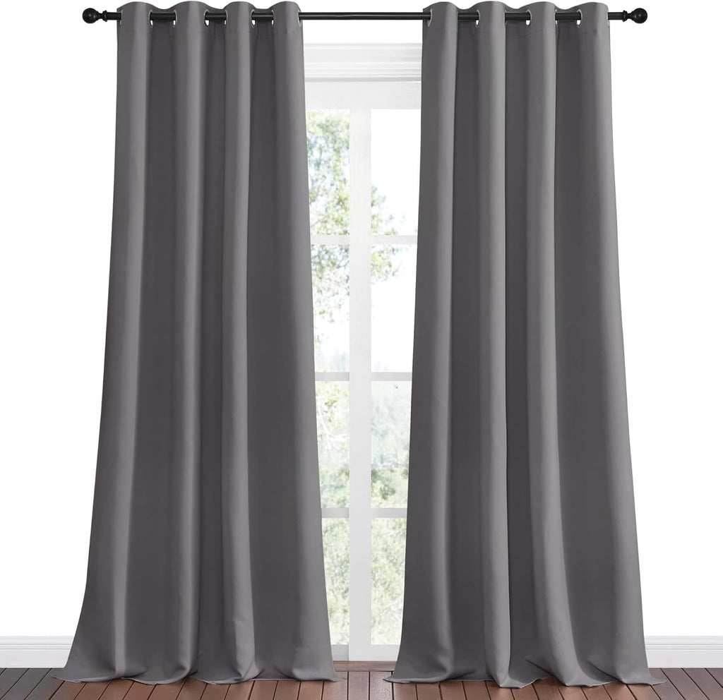 NICETOWN Blackout Curtains - Triple Weave Thermal Insulated Grommet Draperies | 55"x96", Grey (1 Pair)