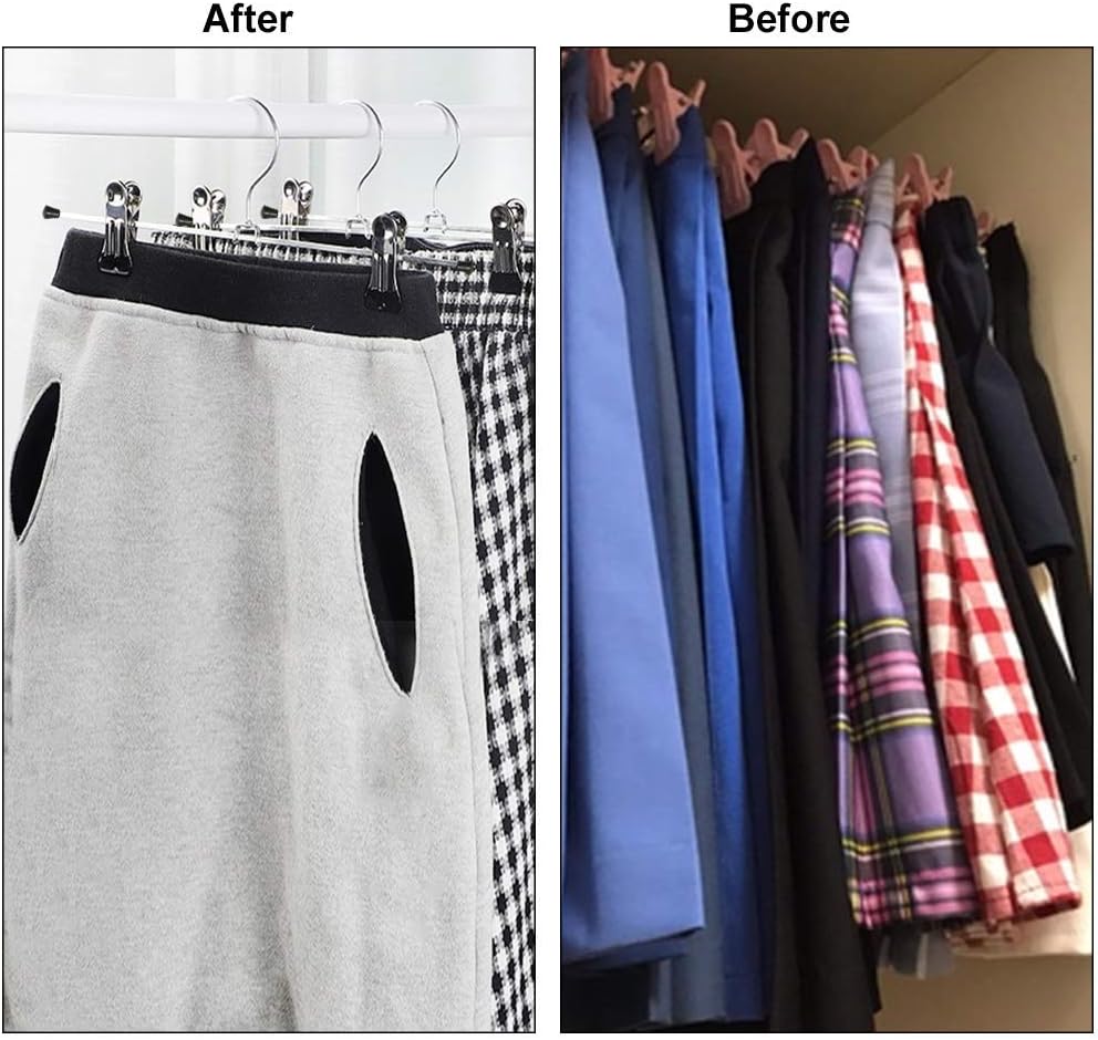 Northern Brothers Heavy-Duty Pants Hangers - 20 Pack Adjustable Metal Clips for Space-Saving Closet Organization
