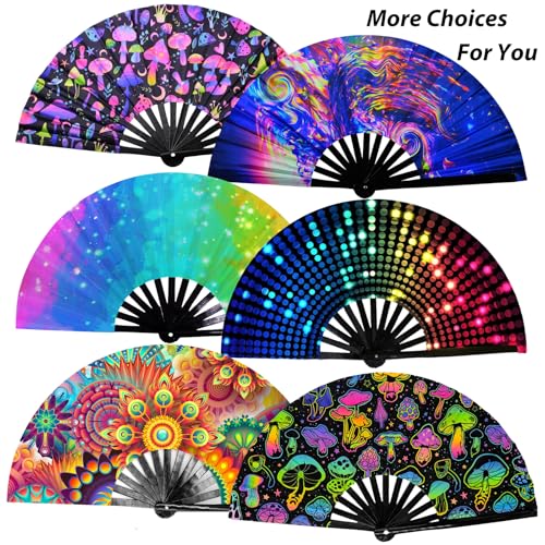13'' UV Glow Folding Hand Fan for Parties & Festivals