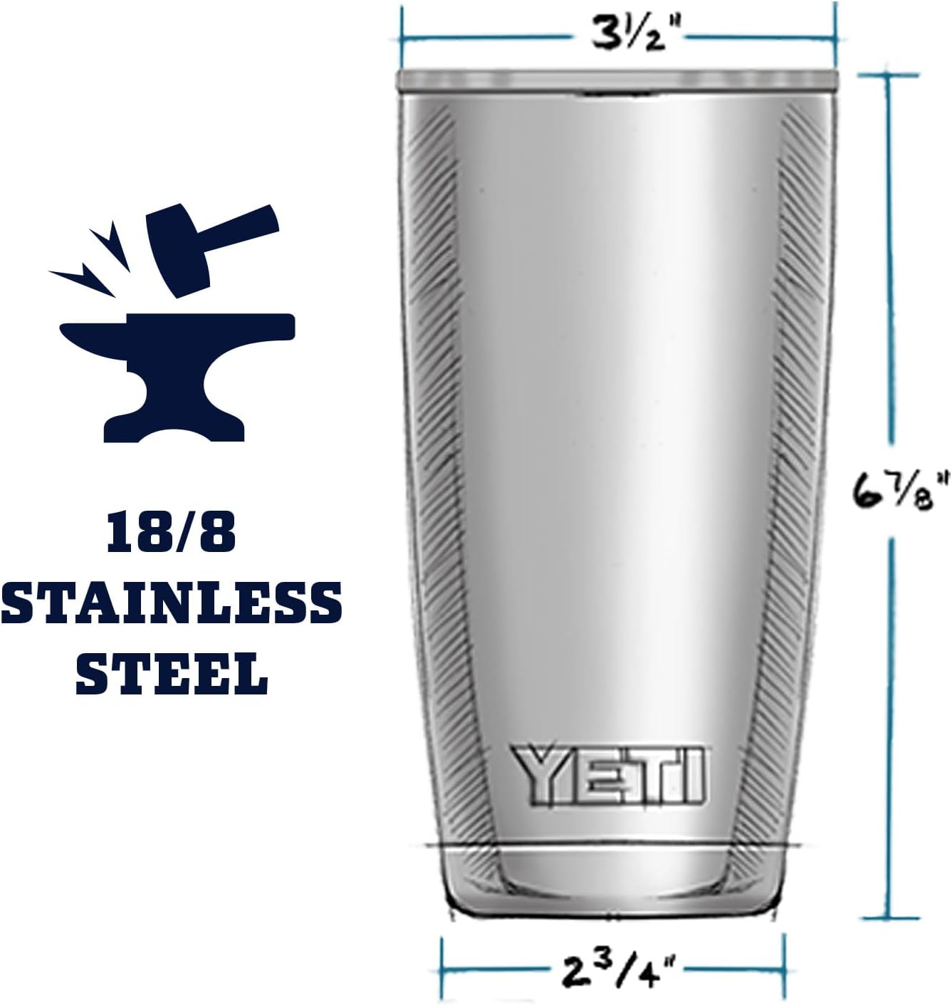 YETI Rambler 20 oz Stainless Steel Tumbler - Vacuum Insulated with MagSlider Lid for Ultimate Temperature Control