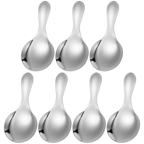 7PCS Short Handle Scoops, Silver Tablespoon Scoop, Mini Stainless Steel Coffee Candy Scoops for Canisters for Sugar, Tea, Desserts