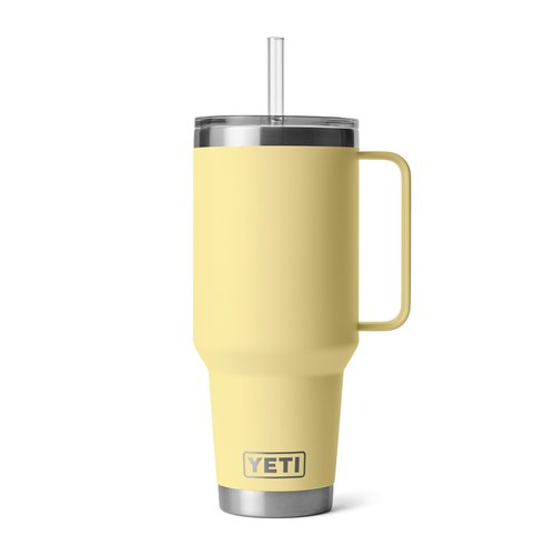 YETI Rambler 42 oz Tumbler with Handle and Straw Lid, Travel Mug Water Tumbler, Vacuum Insulated Cup with Handle, Stainless Steel, Daybreak Yellow