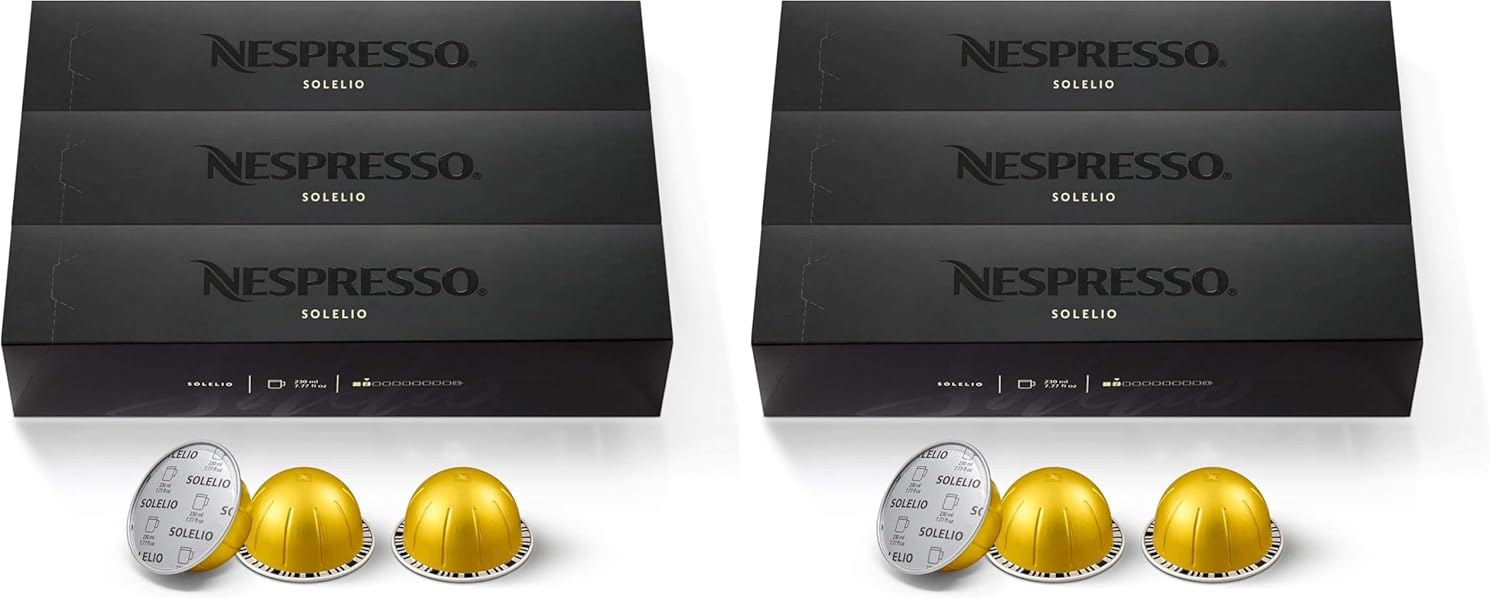 Nespresso Vertuo Capsules - Solelio Mild Roast Coffee Pods | 30-Count, Brews 7.8 oz (Pack of 2)