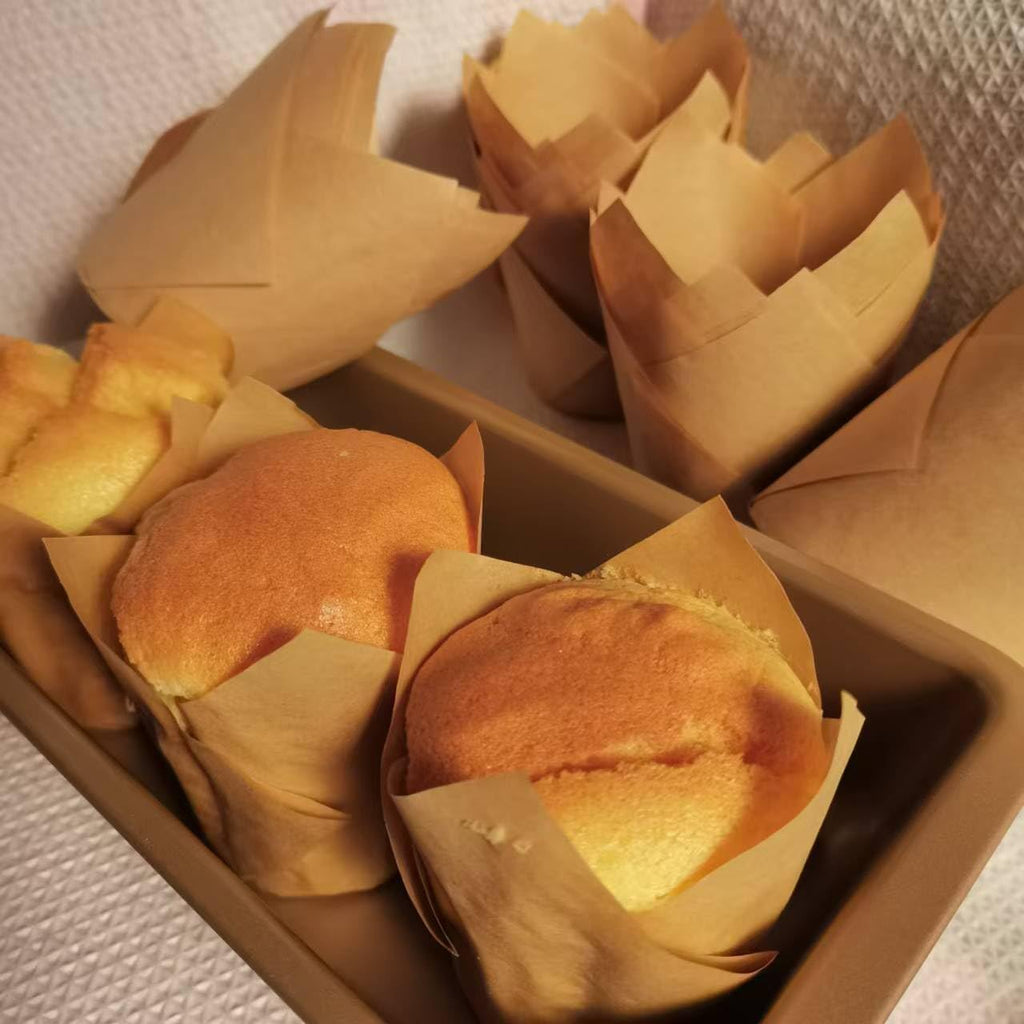 Skiennix Natural Tulip Cupcake Liners - 200 Pcs Unbleached Greaseproof Baking Muffin Liners | Perfect for Parties & Holidays