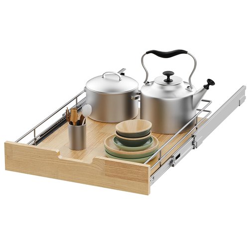 Sikarou Pull Out Cabinet Organizer,Heavy-Duty Slide Out Shelf, Wood And Wire Basket, Pull Out Drawer for for Kitchen Under Sink Space, Pantry, Bathroom (17 * 21 WM)