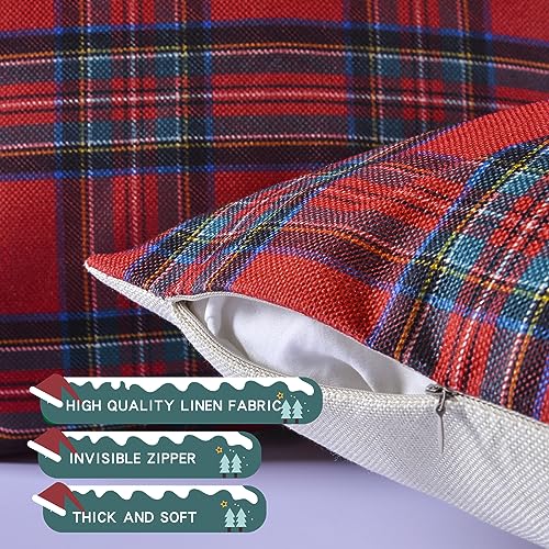 Christmas Pillow Covers 18x18 inch Set of 4 for Holiday Decor